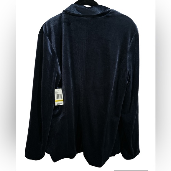 Kensie Blue Velvet Buttoned Blazer Size M floral lining - Picture 2 of 2